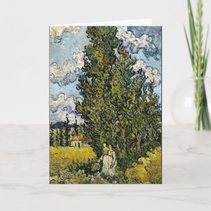 Carte Van Gogh - Cyprès avec deux femmes