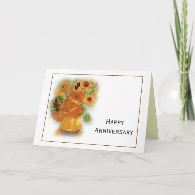 Carte Van Gogh douze tournesols heureux anniversaire (Devant)
