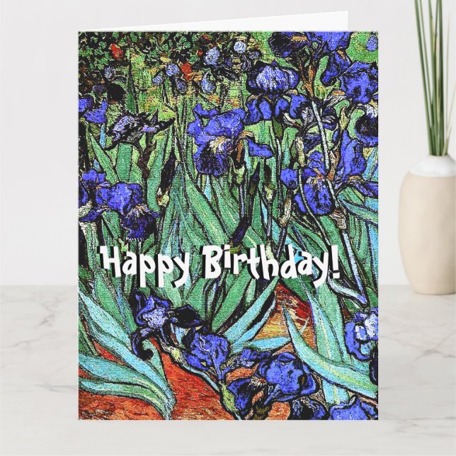 Carte Van Gogh Irises Fleurs Floral Big Birthday Card (Devant)
