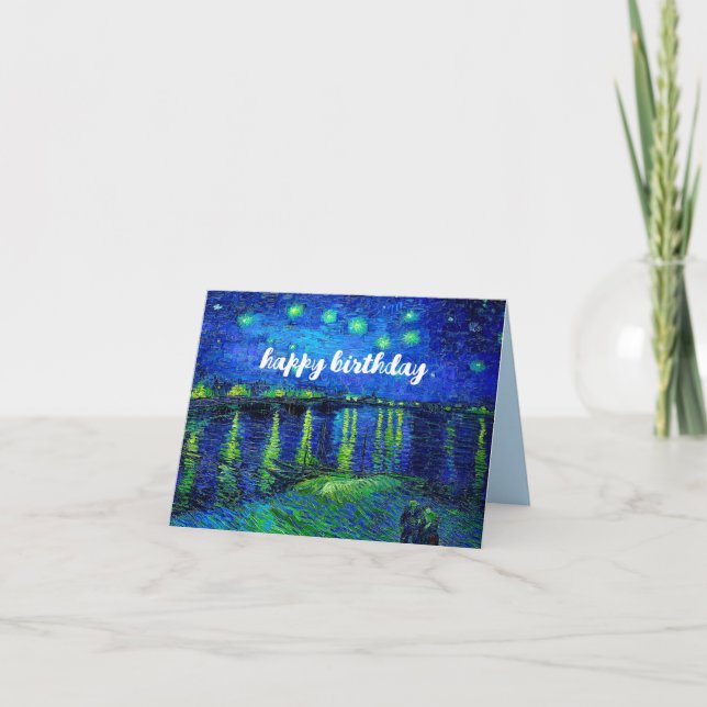 Carte VAN GOGH "Nuit étoilée sur le Rhône" Anniversaire (Devant)