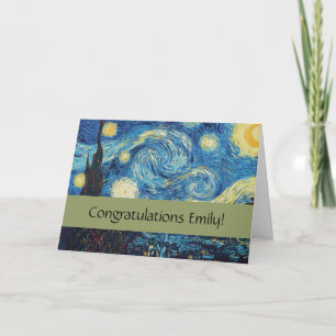 Carte Van Gogh Nuit étoilée Vintage Bleu Chef-d'œuvre