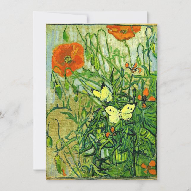 Carte Van Gogh - Papillons et pavots, (Devant)