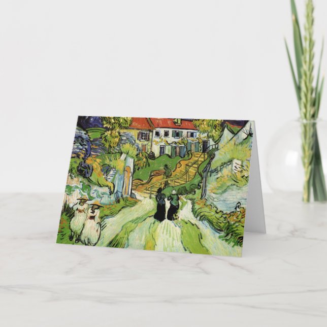 Carte Van Gogh Village Street et Steps Auvers, Figures (Devant)