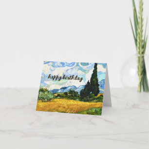 Carte VAN GOGH "Wheatfield with cyprès" Anniversaire