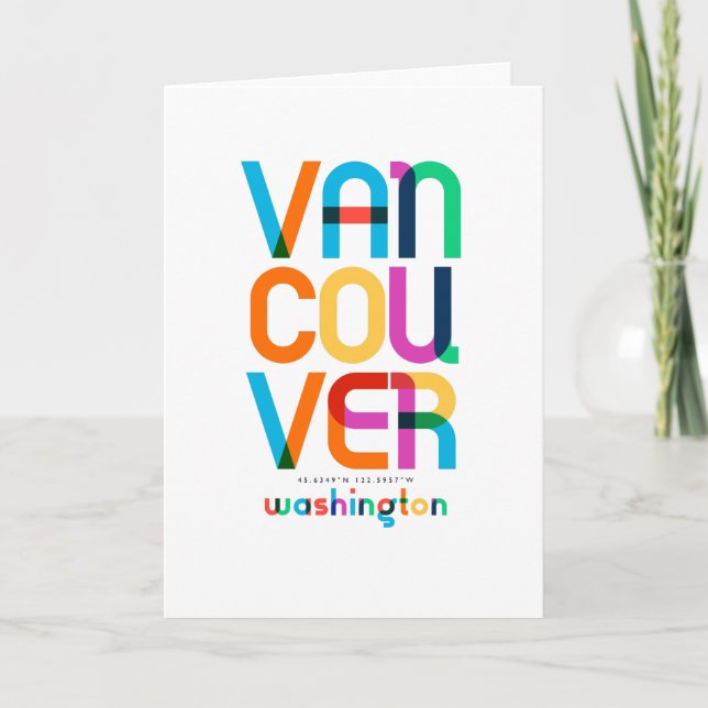 Carte Vancouver Washington Mid Century, Pop Art, (Devant)