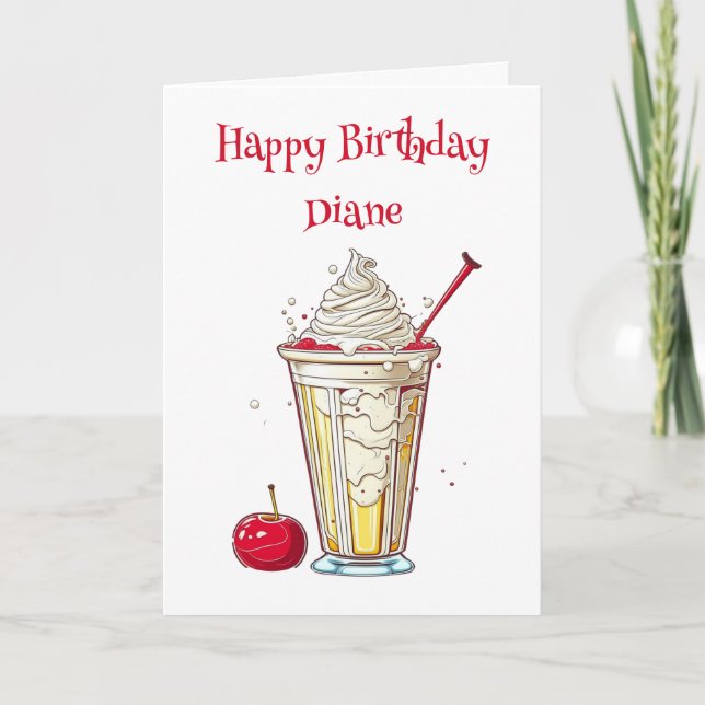 Carte Vanille personnalisée Milkshake Anniversaire pour  (Devant)
