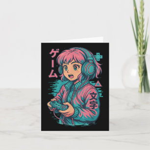 Carte Vaporwave Gamer Girl Japonaise Art Anime Manga gra