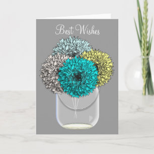 Carte Vase à pot de maçon de fleurs d'oeillet de Pom Pom