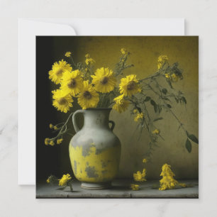 Carte Vase Antique de Fleurs Jaunes