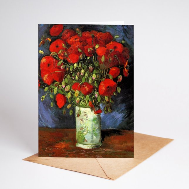 Carte Vase avec des papillons rouges | Vincent van Gogh (Créateur téléchargé)
