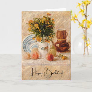 Carte Vase avec Fleurs, Café et Fruit, van Gogh