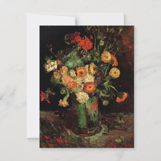 Carte Vase avec Zinnias et Geraniums, Vincent van Gogh (Devant)