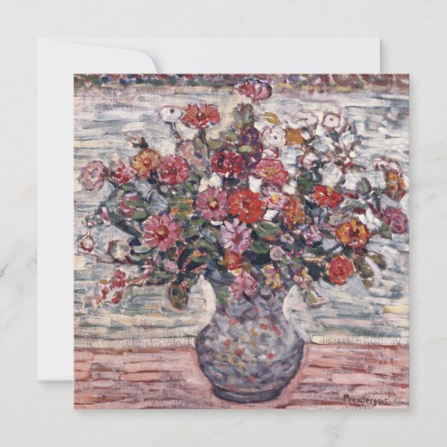 Carte Vase de fleurs, Zinnias de Maurice Prendergast (Devant)