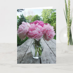 Carte Vase de pivoines roses