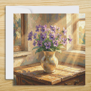 Carte Vase de violettes violettes Impasto