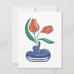 Carte Vase moderne avec tulipes Floral Still Life Art