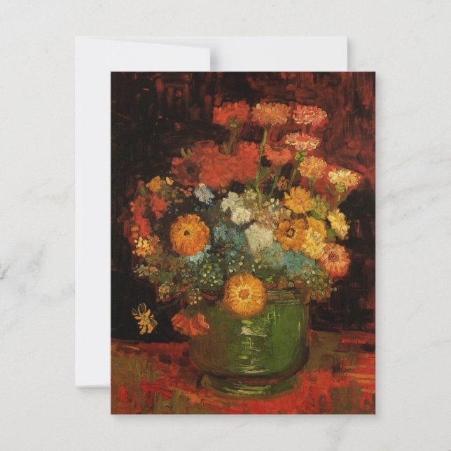 Carte Vase Still Life avec Zinnias par Vincent van Gogh (Devant)