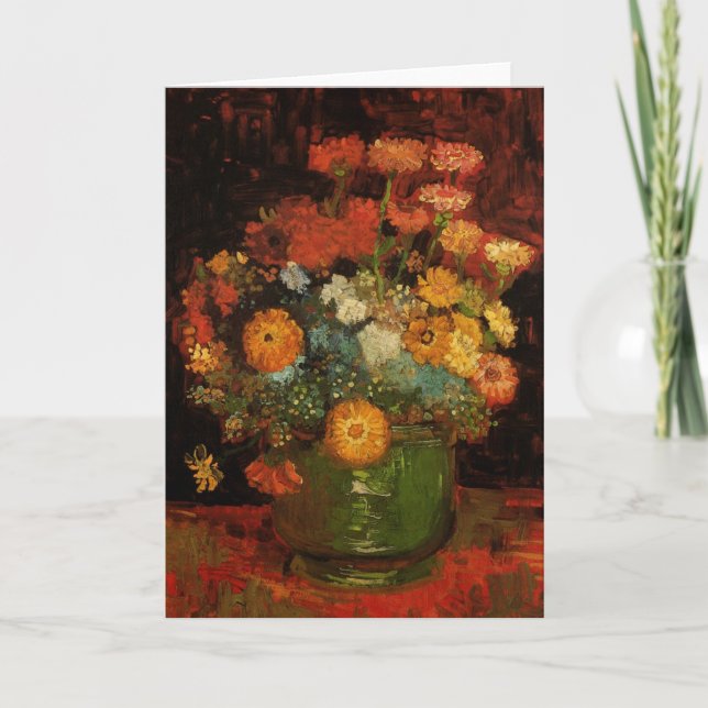 Carte Vase Still Life avec Zinnias par Vincent van Gogh (Devant)