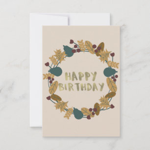 Carte Végétal moderne Wreath Thanksgiving Automne Annive