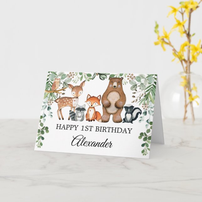 Carte Végétation Forêt Boisée Animaux Joyeux Anniversair (Fleur jaune)