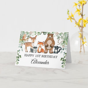 Carte Végétation Forêt Boisée Animaux Joyeux Anniversair