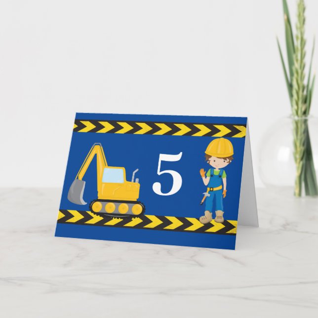 Carte Véhicule de construction Personnalisé Enfants Bleu (Devant)
