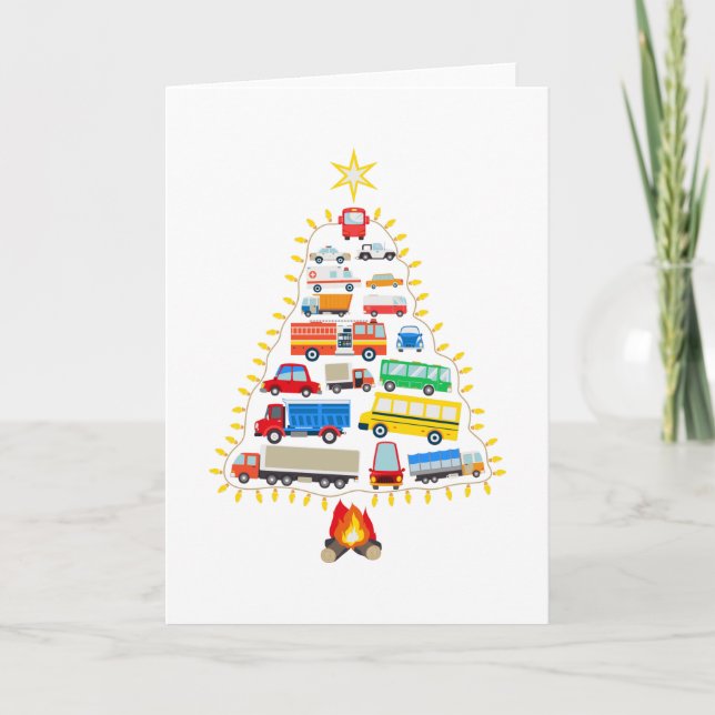 Carte Véhicules Cadeau Arbre de Noël, Véhicules Costumes (Devant)