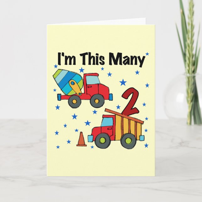 Carte Véhicules de construction 2e cadeau d'anniversaire (Devant)
