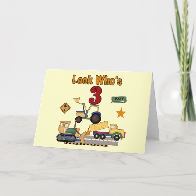 Carte Véhicules de construction 3e chemises d'anniversai (Devant)