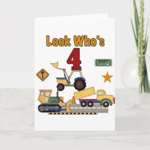 Carte Véhicules de construction 4e chemises d'anniversai