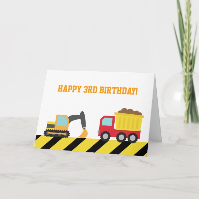Carte Véhicules mignons de construction pour le garçon (Devant)