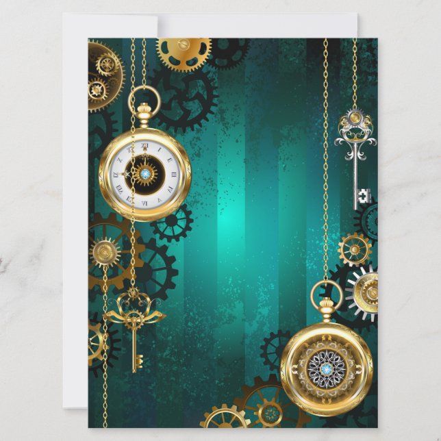 Carte Veille bijoux Steampunk sur un Arrière - plan vert (Devant)