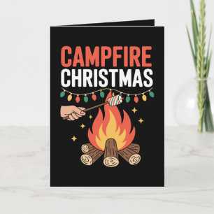 Carte Veilleuse de grillade de guimauve de Noël au feu d