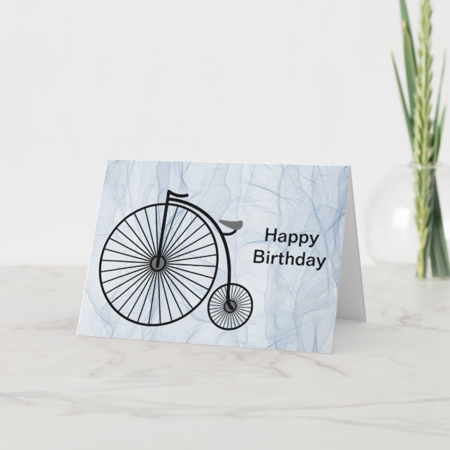 Carte Vélo Antique Haute Roue Anniversaire (Devant)