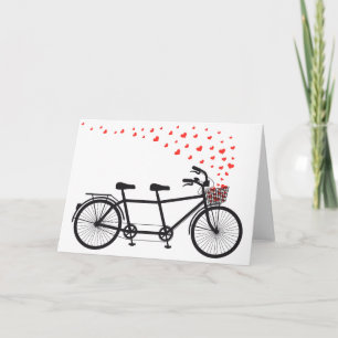 Carte vélo tandem avec coeur rouge