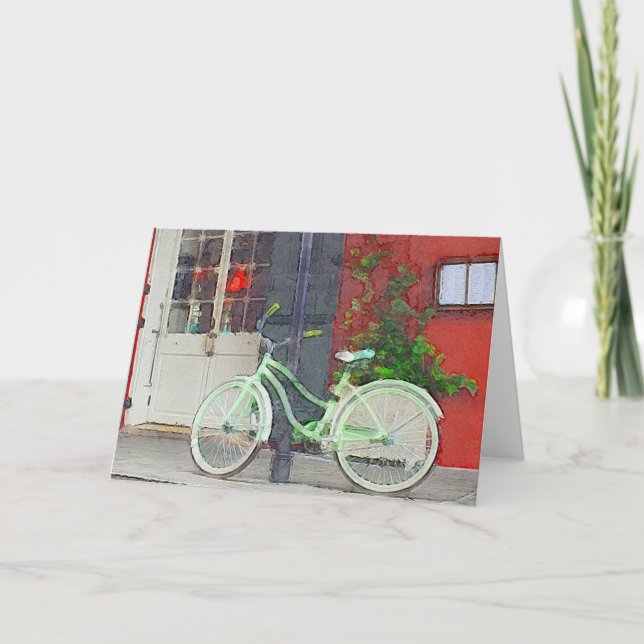 Carte Vélo Vert À Brosse Bleu À L'Intérieur (Devant)