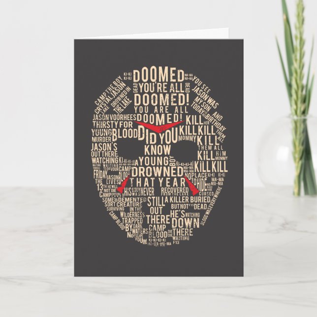 Carte Vendredi 13 | Masque de hockey typographique (Devant)