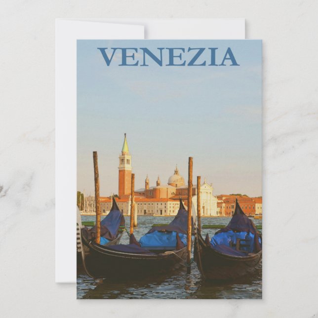 Carte Venice Italie Gondolas Retro Vintage Flat Card (Devant)