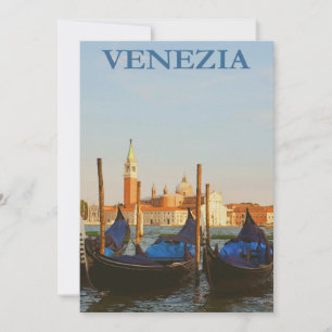 Carte Venice Italie Gondolas Retro Vintage Flat Card