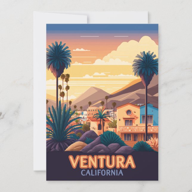 Carte Ventura Sunset Mounts Californie du Sud Rétro (Devant)