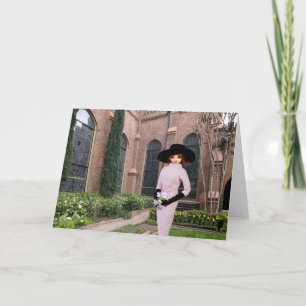 Carte Verdi - vêtement rose, ressort à l'église du