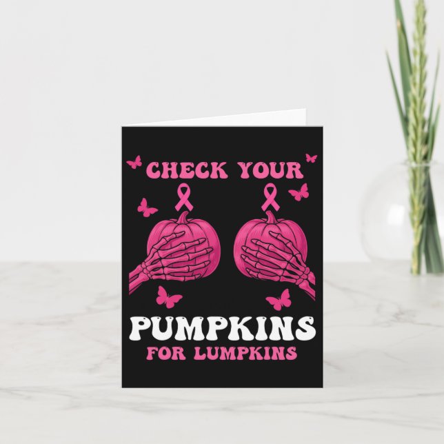Carte Vérifiez Vos Citrouilles Ruban Rose Halloween (Devant)