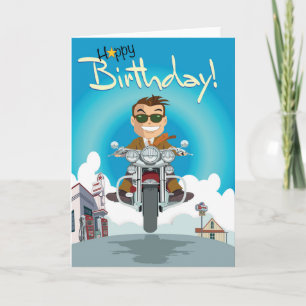 Carte verjaardagskaart man op motorfiets