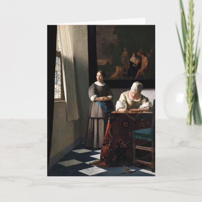 Carte Vermeer - Lady Écrire une lettre avec sa bonne (Devant)