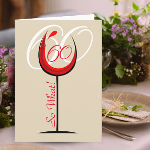 Carte Verre à vin rouge motivationnel moderne 60e annive
