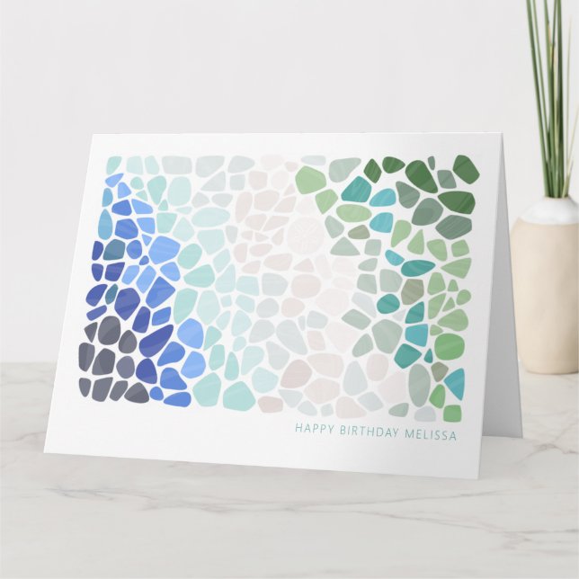 Carte Verre de mer coloré Joyeux anniversaire (Devant)