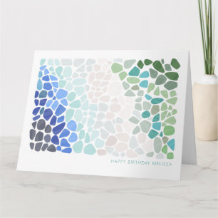 Carte Verre de mer coloré Joyeux anniversaire
