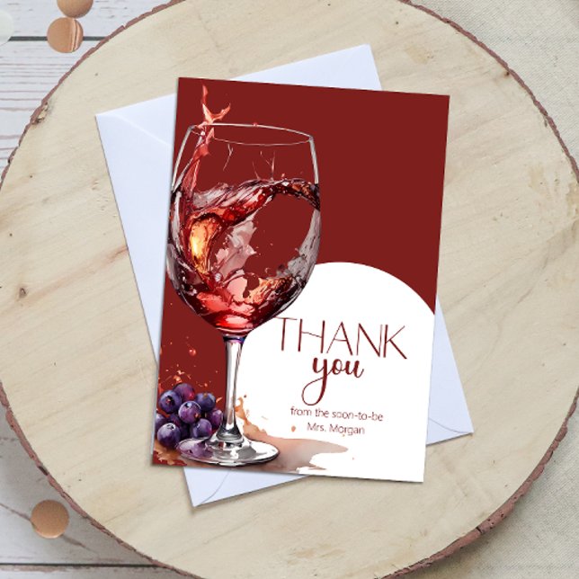 Carte Verre de vin rouge Fête des mariées Merci (Créateur téléchargé)
