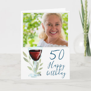 Carte Verre rouge Feuilles 50e anniversaire Photo 