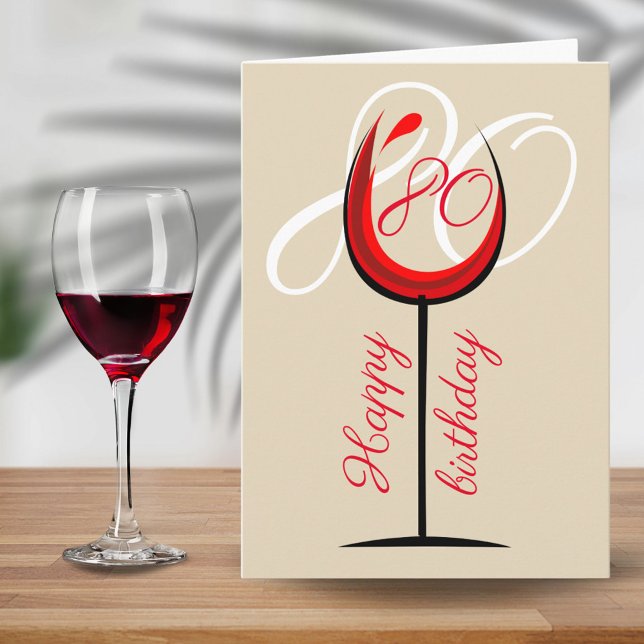 Carte Verre rouge moderne 80e anniversaire (Créateur téléchargé)